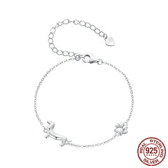S925 Sterling Silver Cute Sausage Dog Bracelet Ornament